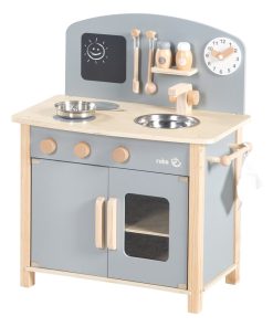 ROBA Cuisine Enfant en Bois + Accessoires en Métal et Bois - à Partir de 3 Ans - Gris - N/A