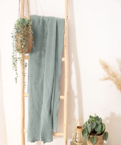 Couvre-lit 1 personne en gaze de coton 130x160 - Vert