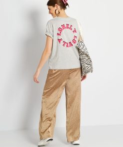 T-shirt 'lonely lovely' - Gris