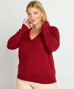 Pull en maille encolure V - Rouge
