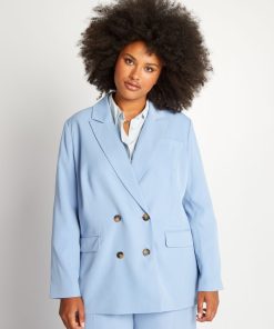Veste blazer à double boutonnage - Bleu