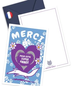Carte merci fin d'année scolaire + enveloppe | Carte à gratter Merci | Version fleurs - N/A