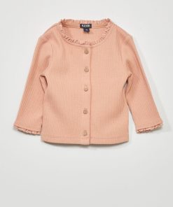 Gilet côtelé avec dentelle - Rose