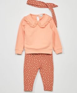 Ensemble sweat + pantalon + bandeau - 3 pièces - Rose