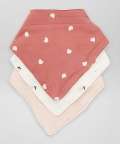 Lot de 3 bavoirs triangle - Rose