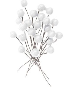 24 baies blanches décoratives 8 cm - Blanc