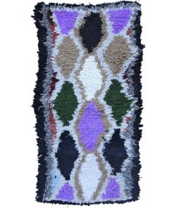 Tapis berbère 90x170 BOUCHAROUETTE NOUAR Multicolore fait main en coton idéal pour Couloir - Multicolore