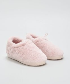 Chaussons en fausse fourrure - Rose
