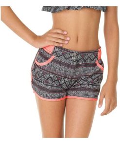 Boardshort fille imprimé ceinture demi-élastiquée Shoeth Freegun - Noir