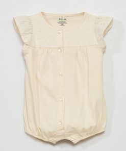 Barboteuse en jersey avec broderie - Blanc