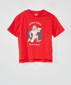 T-shirt en maille jersey imprimé - Rouge
