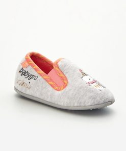 Chaussons 'chat' - Gris/rose