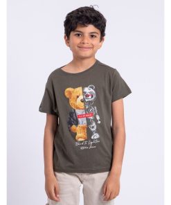 T-shirt manches courtes col rond pur coton NOTEDY-J - Kaki