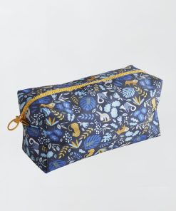 Trousse carré imprimé fantaisie - Bleu