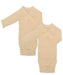 Eveil Et Nature Lot De 2 Bodys Manches Longues Coton Bio - Jaune