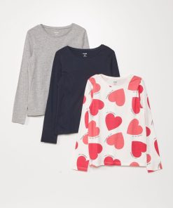 Lot de 3 tee-shirts à manches longues - Gris/noir/blanc