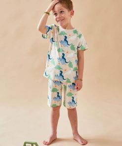 Pyjama 2 pièces dino en jersey, - Beige