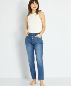 Jean mom à taille très haute - L28 - Stone