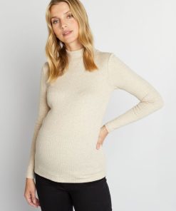 Pull d'allaitement à col montant - Beige