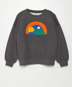 Sweat en molleton avec maille bouclette - Gris foncé