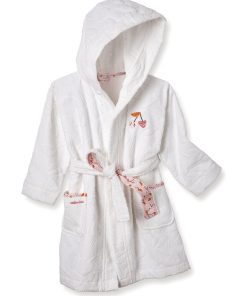 Peignoir De Bain Fille Escapade Kawaii - 6/8 Ans - 100% Coton - 400 GSM - Blanc - Blanc