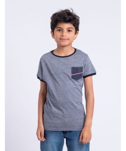 T-shirt manches courtes col rond pur coton NABASTIL-J - Bleu marine