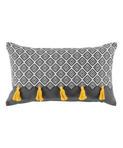 Coussin 30 x 50 cm Neo casa a pompons - Gris