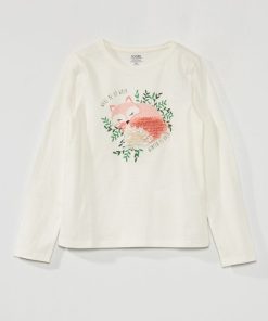 T-shirt imprimé manches longues - Bleu