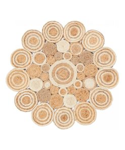 Tapis rond 120x120 rond JUTEWOOD Beige tapis kilim en jute - Beige