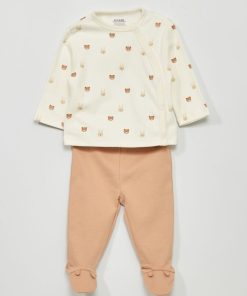 Ensemble pyjama en interlock - 2 pièces - Ecru/beige
