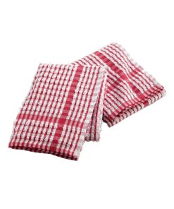 2 Serviettes torchons mineo carreau - Rouge