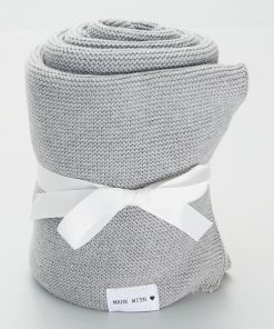 Couverture en maille tricot - Gris