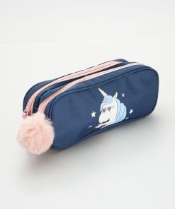 Trousse licorne à double compartiment - Bleu