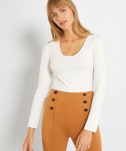 Body en maille côtelée - blanc