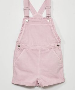 Salopette short en jean - Mauve