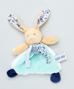 Peluche 'lapin' pour tétine - Beige/bleu