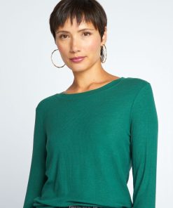T-shirt en maille côtelée stretch - Vert
