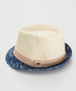 Chapeau de paille bicolore 'Dinosaure' - Bleu