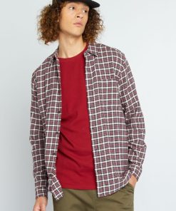 Chemise en flanelle à carreaux - Bordeaux