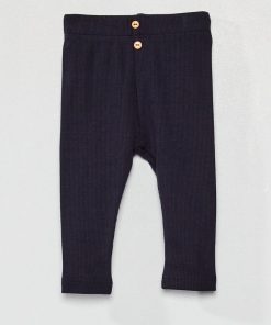 Legging uni en maille côtelée - Bleu marine