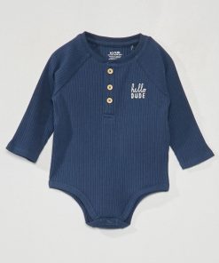 Body en maille côtelée - Bleu