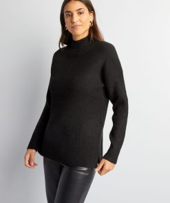 Pull en maille col montant - noir