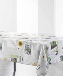Nappe en polyester imprimé Petit Potager - Gris