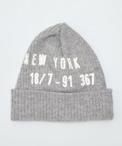 Bonnet en maille avec imprimé devant - Gris