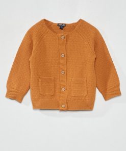 Gilet en tricot avec point fantaisie - Brun