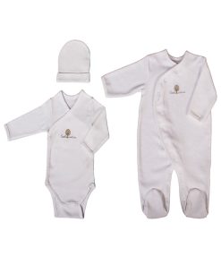 Eveil Et Nature Set Dorsbien Velours /body/bonnet Coton Bio - Blanc
