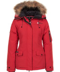 Parka de ski avec vraie fourrure femme AKADOZ - Rouge