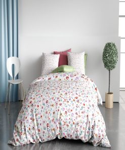 Housse de couette + taie microfibre liberte de fleur - Blanc