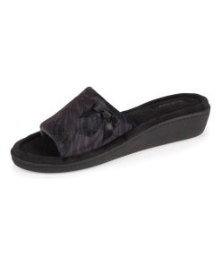 Chaussons Sandales Talon Femme Zèbre Noir - Noir