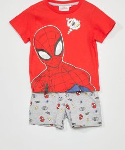 Pyjama court 'Spider-Man' 'Marvel' - 2 pièces - rouge/gris